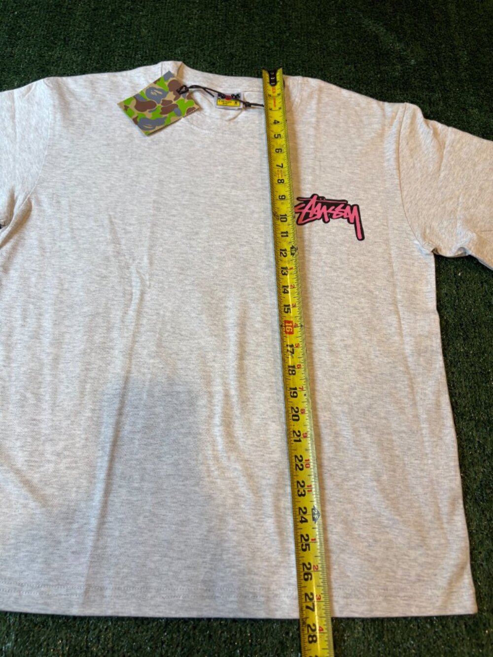 Stüssy x BAPE Ape Head Graphic Tee Gray NWT - Picture 5 of 9